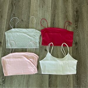 SHEIN Bundle set of 4 Flirla Solid Color Cropped Camisole Tops Size Small/Medium